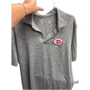 Antigua Cincinnati Reds Polo  Mens Heather Gray Short Sleeve Shirt XL MLB